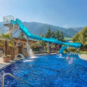 Outdoor pool with garden