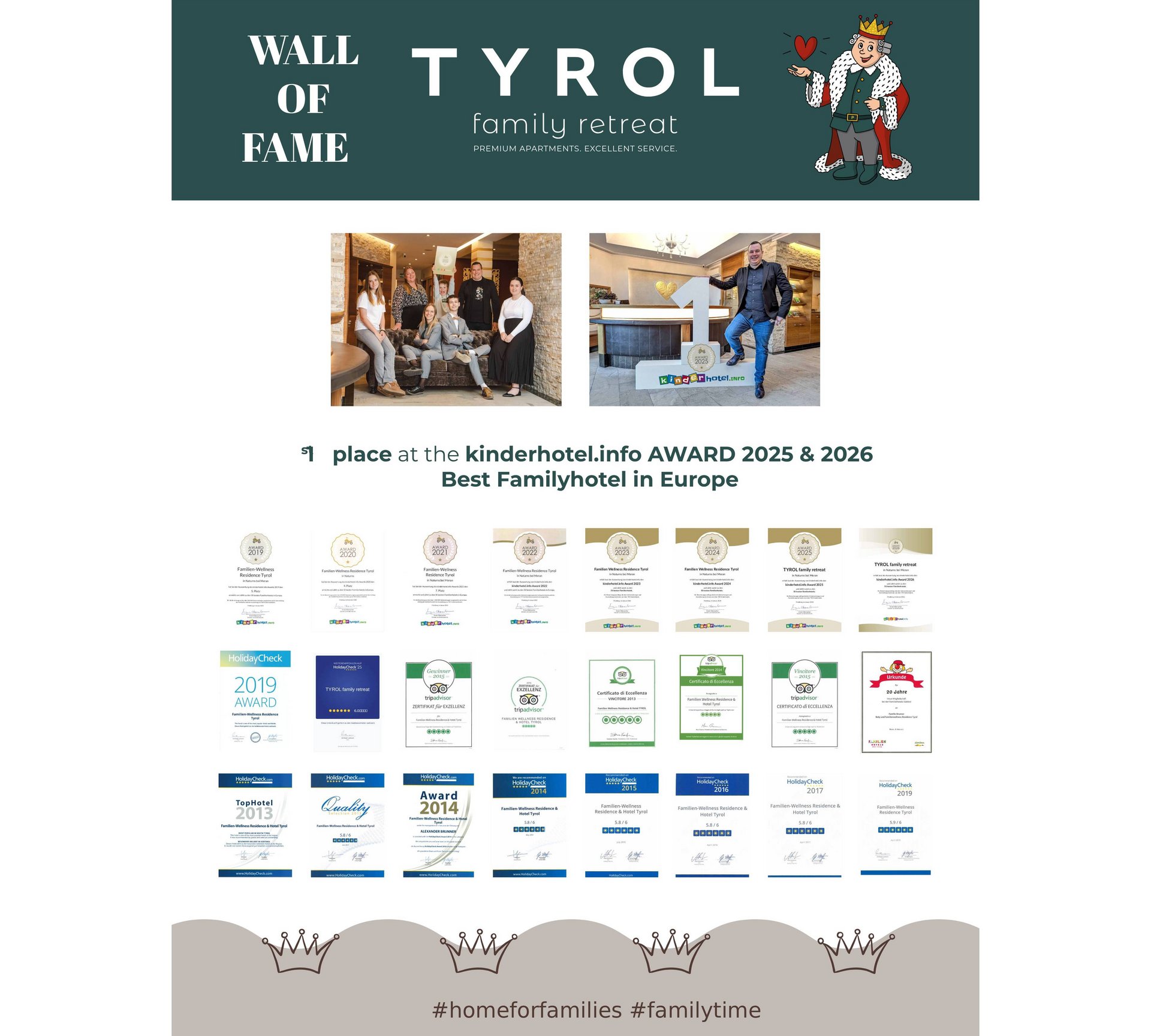 Tyrol Family Retreat awards Best Family Hotel in Europe 2025 and 2026